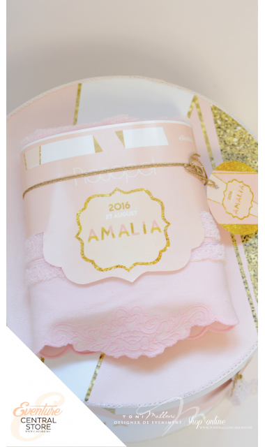 Trusou de botez cu gold si roz, modern si in nuante pastelate, Golden Pink 1